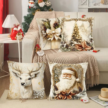 Cosy Christmas Cushion Covers Set of 4 Red Velvet