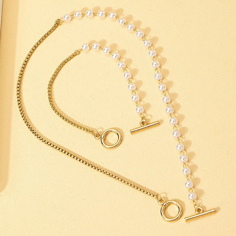 Classic White Pearl Necklace Jewelry Set
