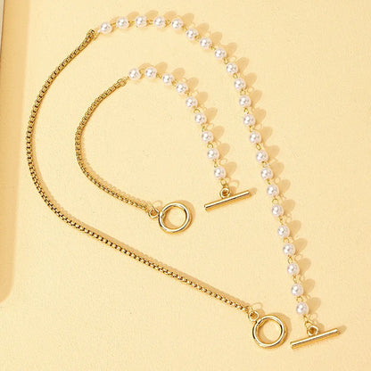 Classic White Pearl Necklace Jewelry Set