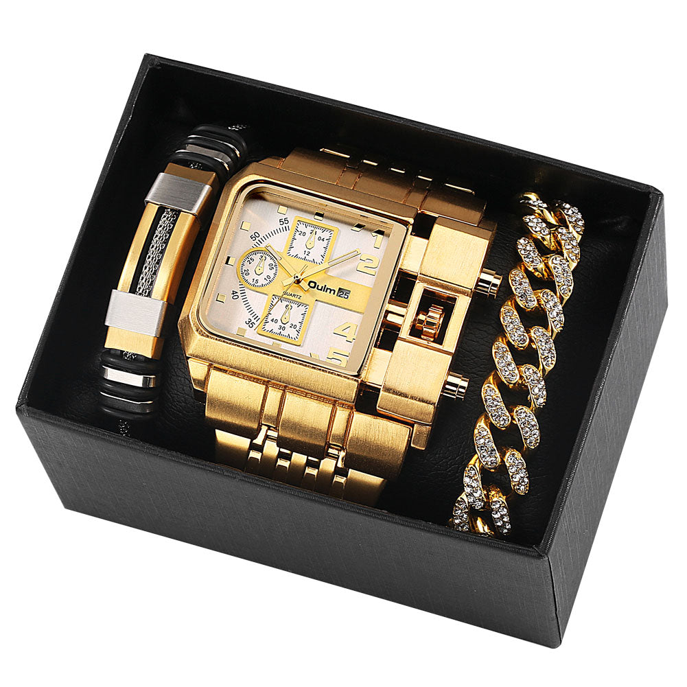 Big Dial Quartz Men's Watch Luxury Gift Set