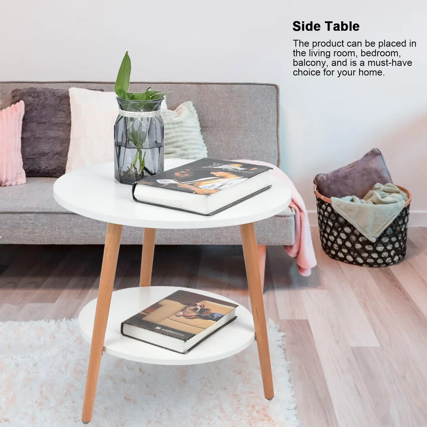 Space Saving 2 Shelf Coffee Table with Storage