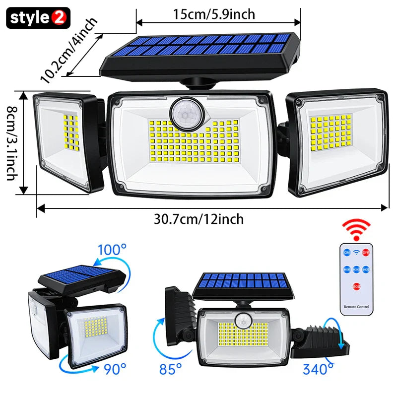 Bright Solar Powered Motion Spotlight 167 LEDs