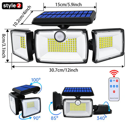 Bright Solar Powered Motion Spotlight 167 LEDs