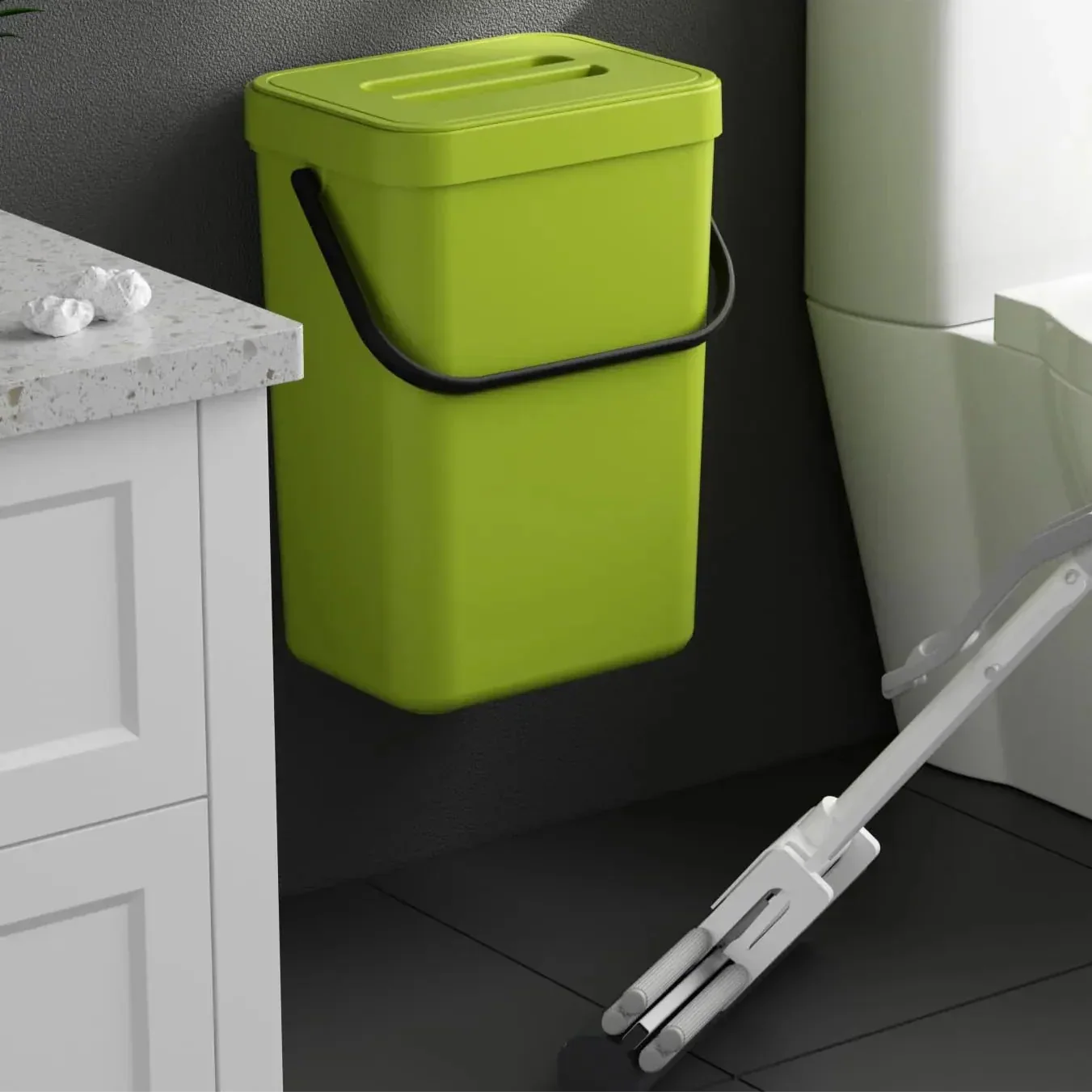 Compact Wall Mounted Mini Garbage Can with Cover