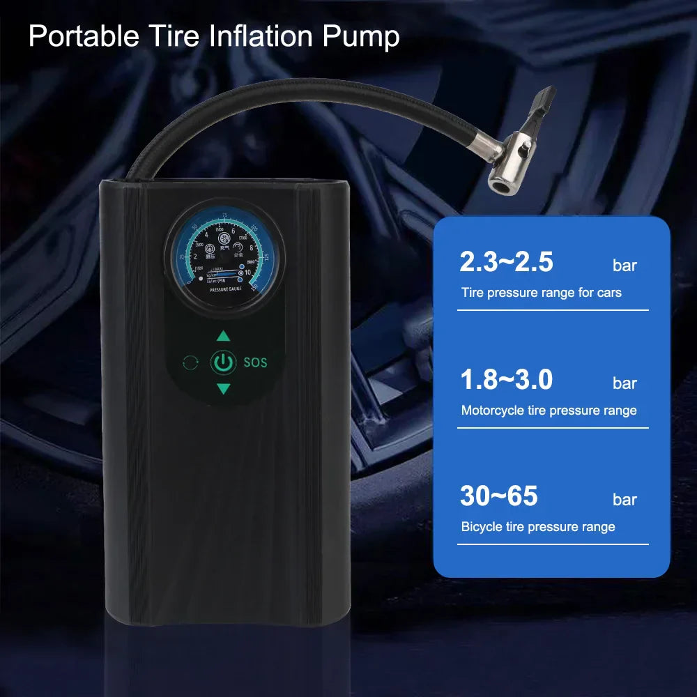 Portable 12V Car Tire Inflator Pump Kit
