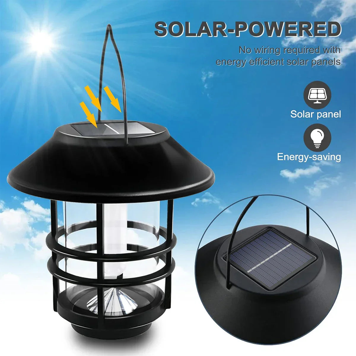 Garden Solar Lantern with Warm Flicker Light Effect