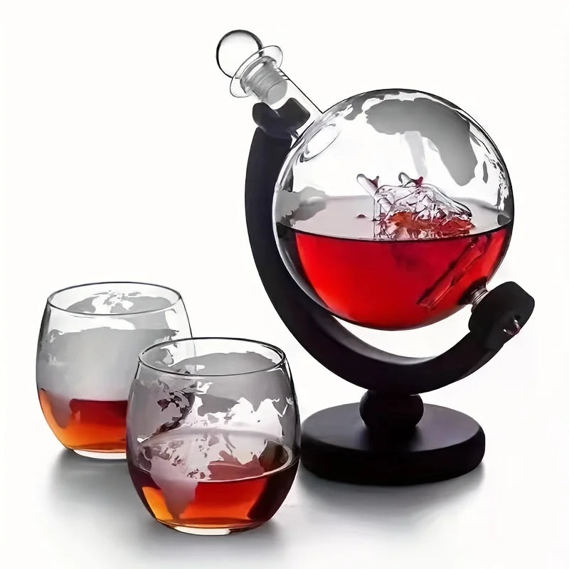Unique Glass Globe Whiskey Decanter Set - Luxicro