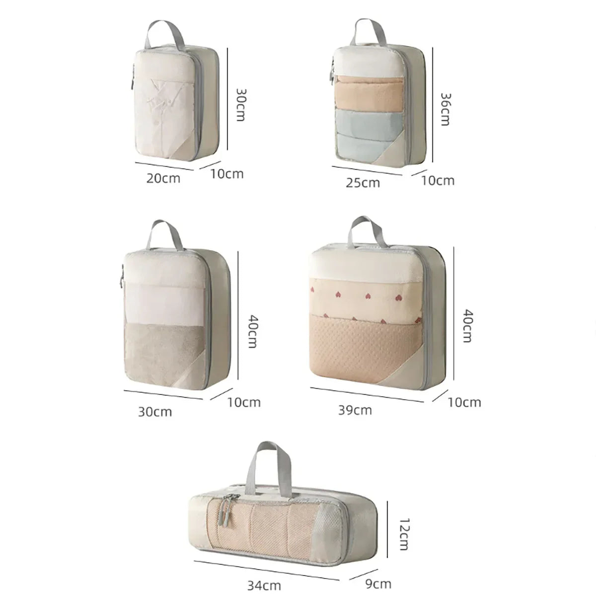 Compact Travel Storage Bag Set 5-Piece Water-Resistant
