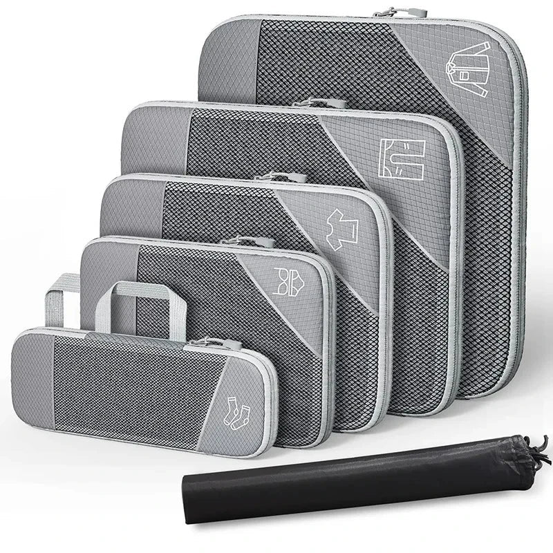 Compact Travel Packing Cube Set 6 Piece Waterproof Bags