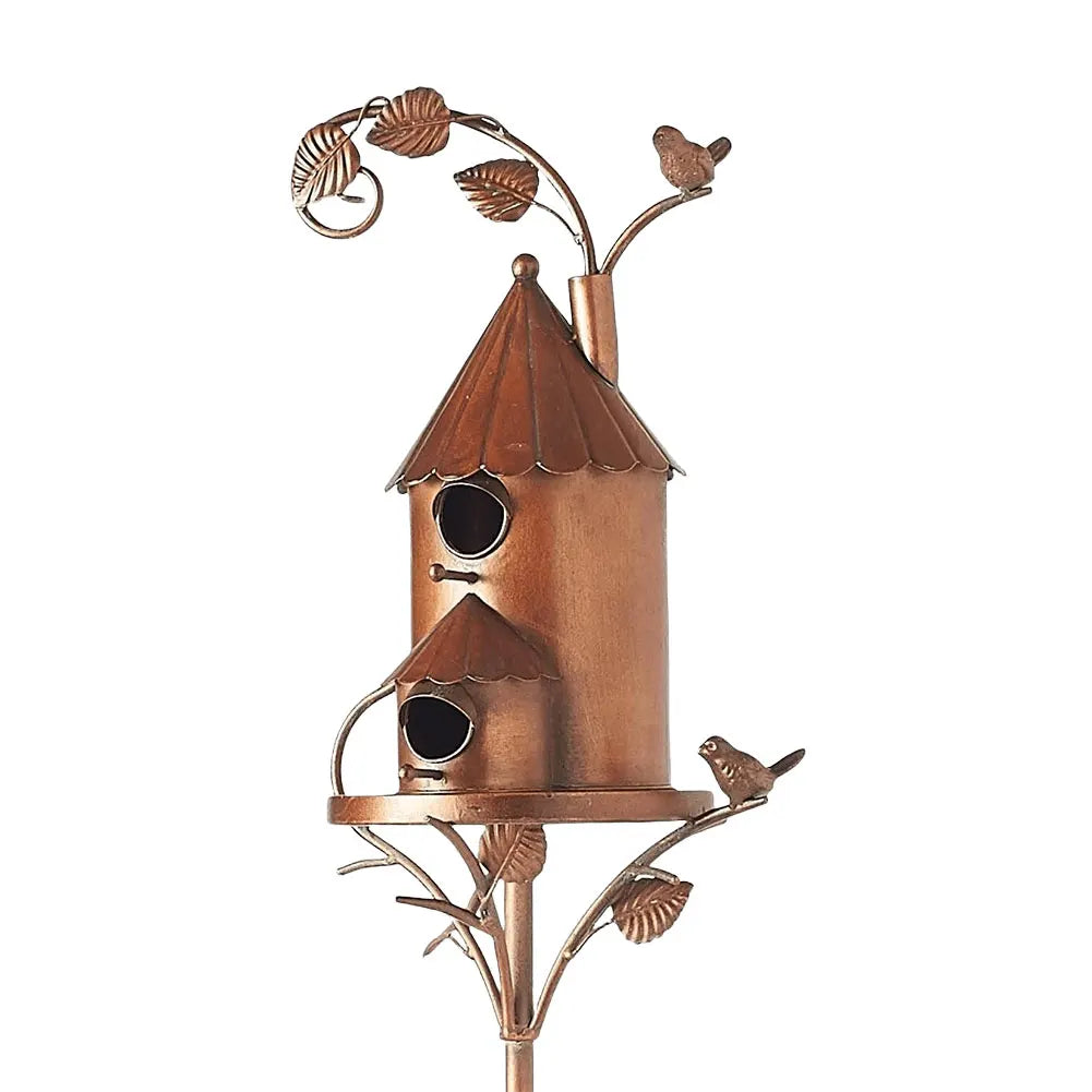 Rustic Metal Birdhouse with Double Entrance - Luxicro