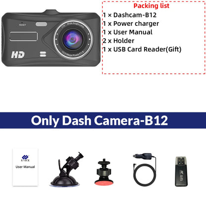 Dual Lens Car Dash Cam with Loop Recording & G Sensor