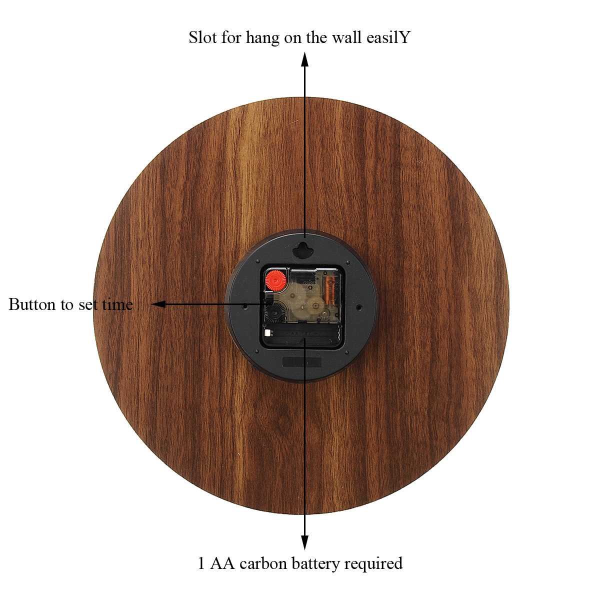 Silent Natural LED Wall Clock