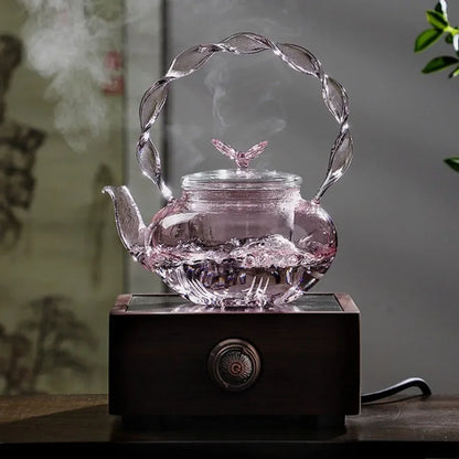 Elegant Floral Glass Teapot Infuser Set