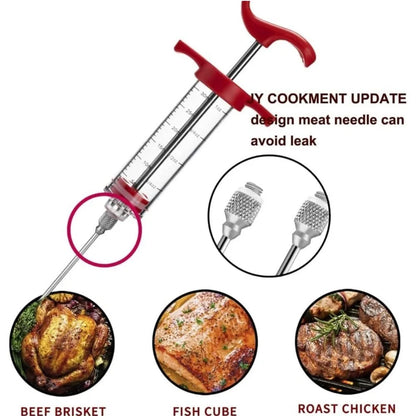 Fast BBQ Meat Syringe with Sharp Steel Needles