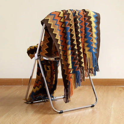 Cozy Fringed Throw Blanket Rustic Red Plush - Luxicro