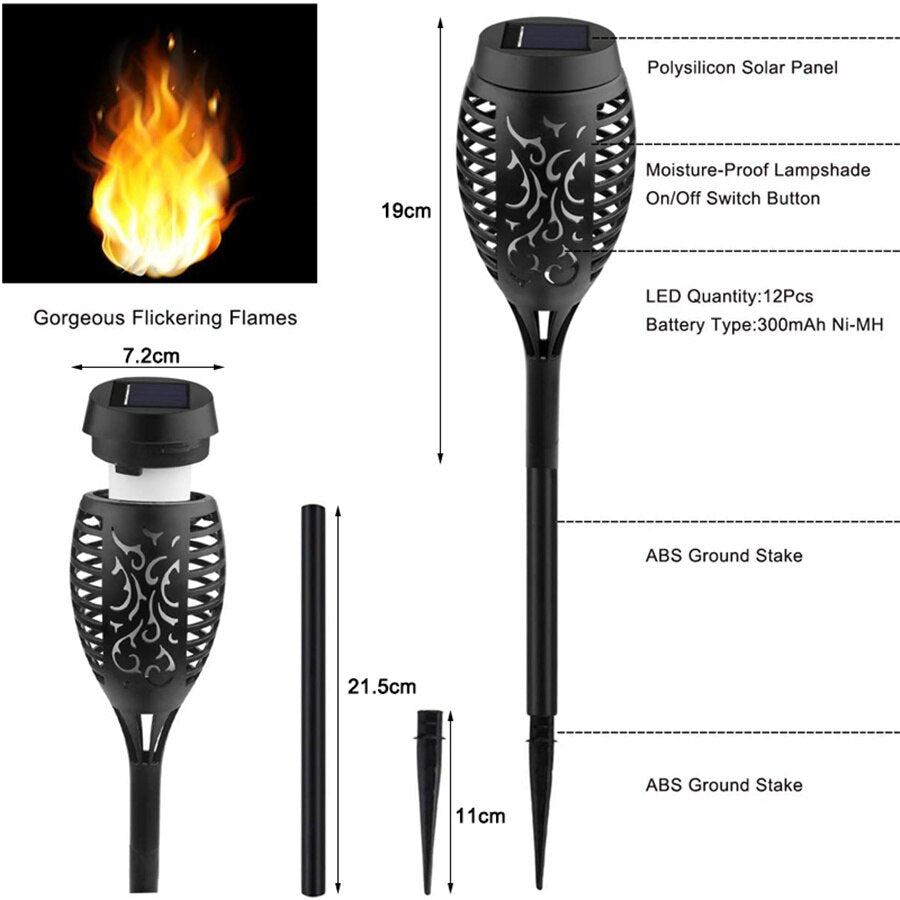 Outdoor Solar Powered Flickering Flame Lamp