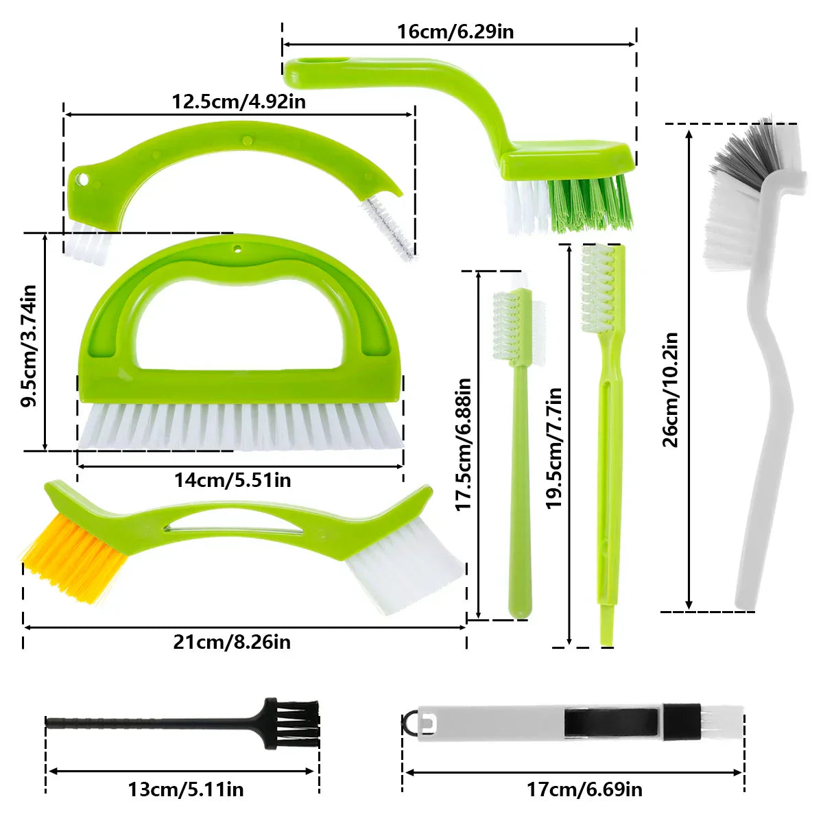 Essential 9-Piece Scrub Brush Set for Home Cleaning