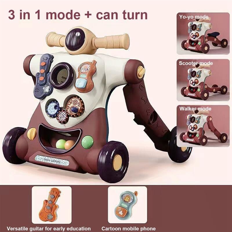 3 in 1 Baby Activity Walker Learning Cart - Luxicro