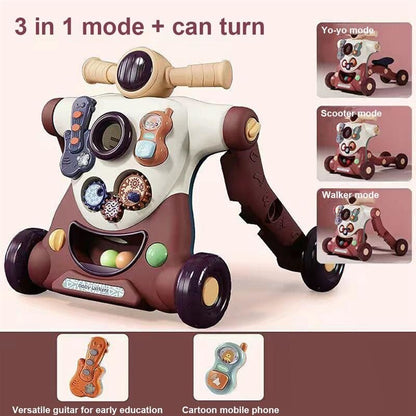 3 in 1 Baby Activity Walker Learning Cart - Luxicro
