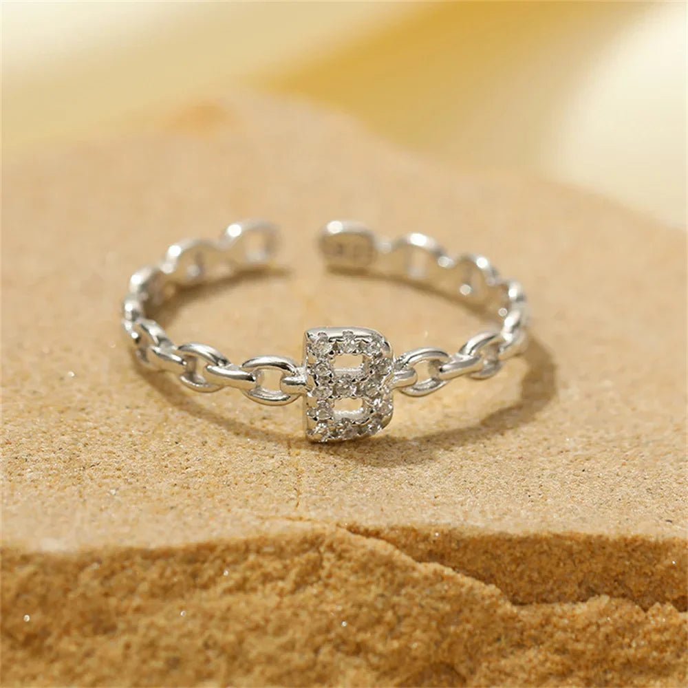 Elegant Initial Diamond Letter Ring