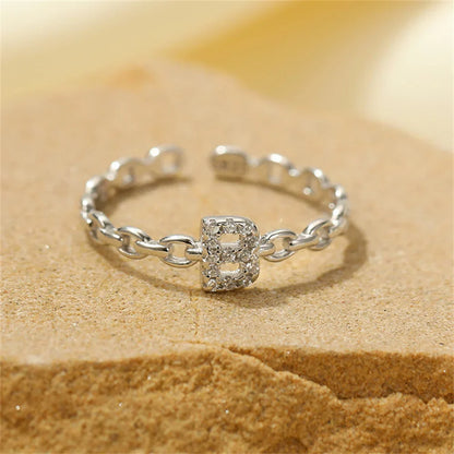 Elegant Initial Diamond Letter Ring