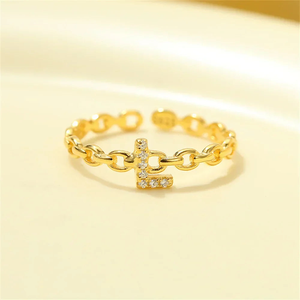Elegant Initial Diamond Letter Ring