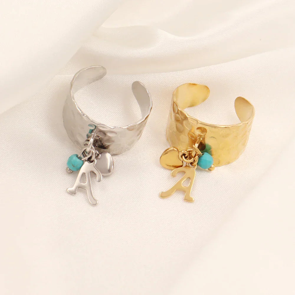 Engraved Custom Initial Heart Ring - Luxicro
