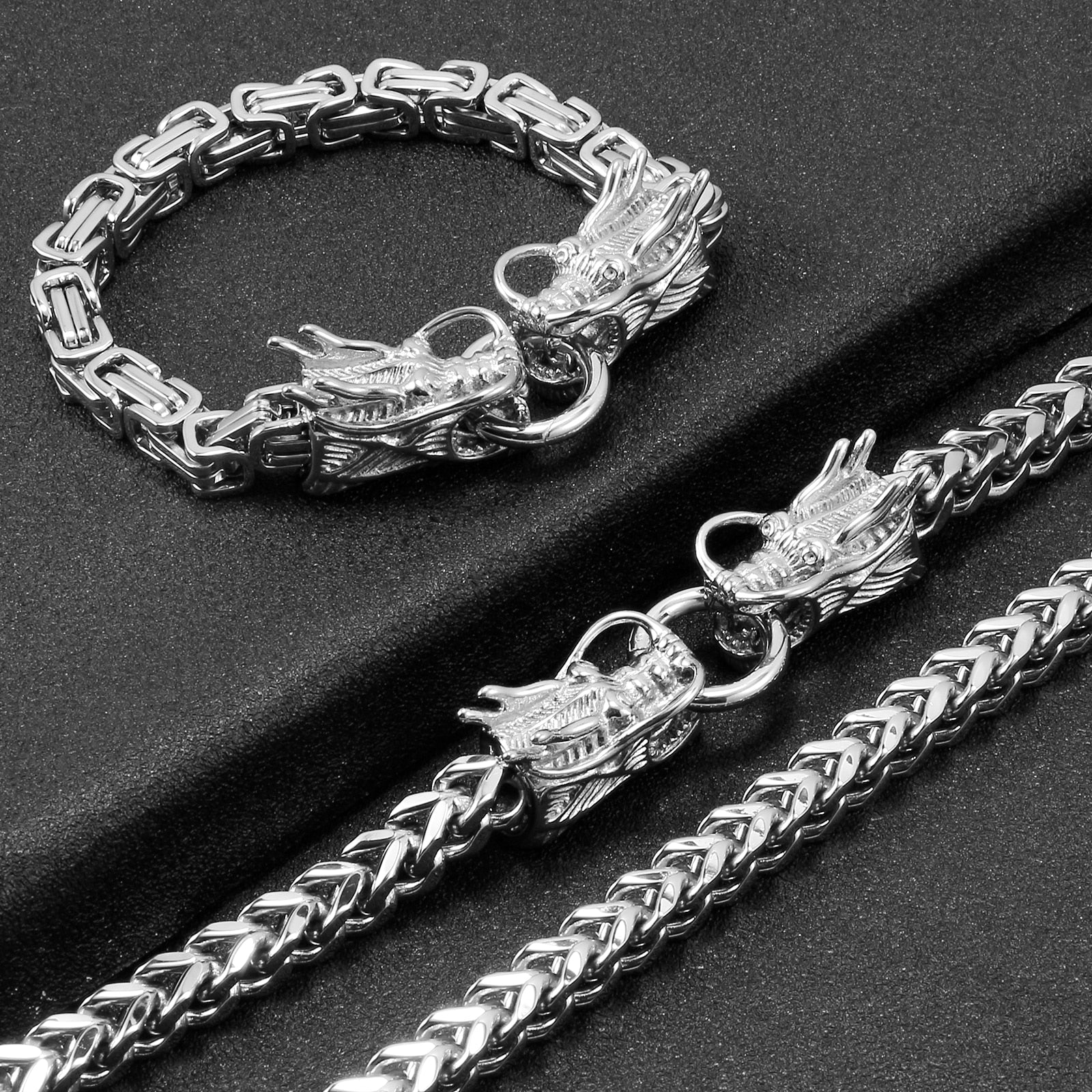 Bold Silver Dragon Bangle Bracelet - Luxicro