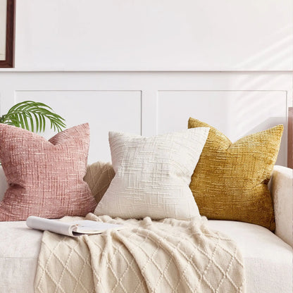 Plush Chenille Pillow in Simple Colors for Living Room - Luxicro
