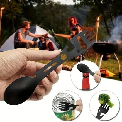 Compact Multi-Tool Stainless Steel Outdoor Utensil Set