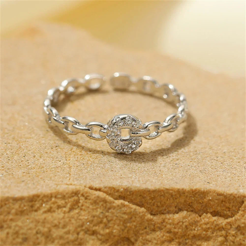 Dainty Diamond Monogram Letter Ring