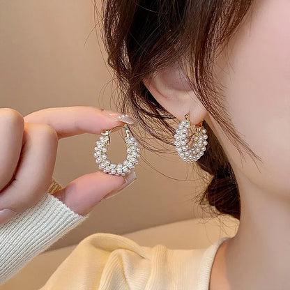 Elegant White Pearl Hinged Earrings - Luxicro