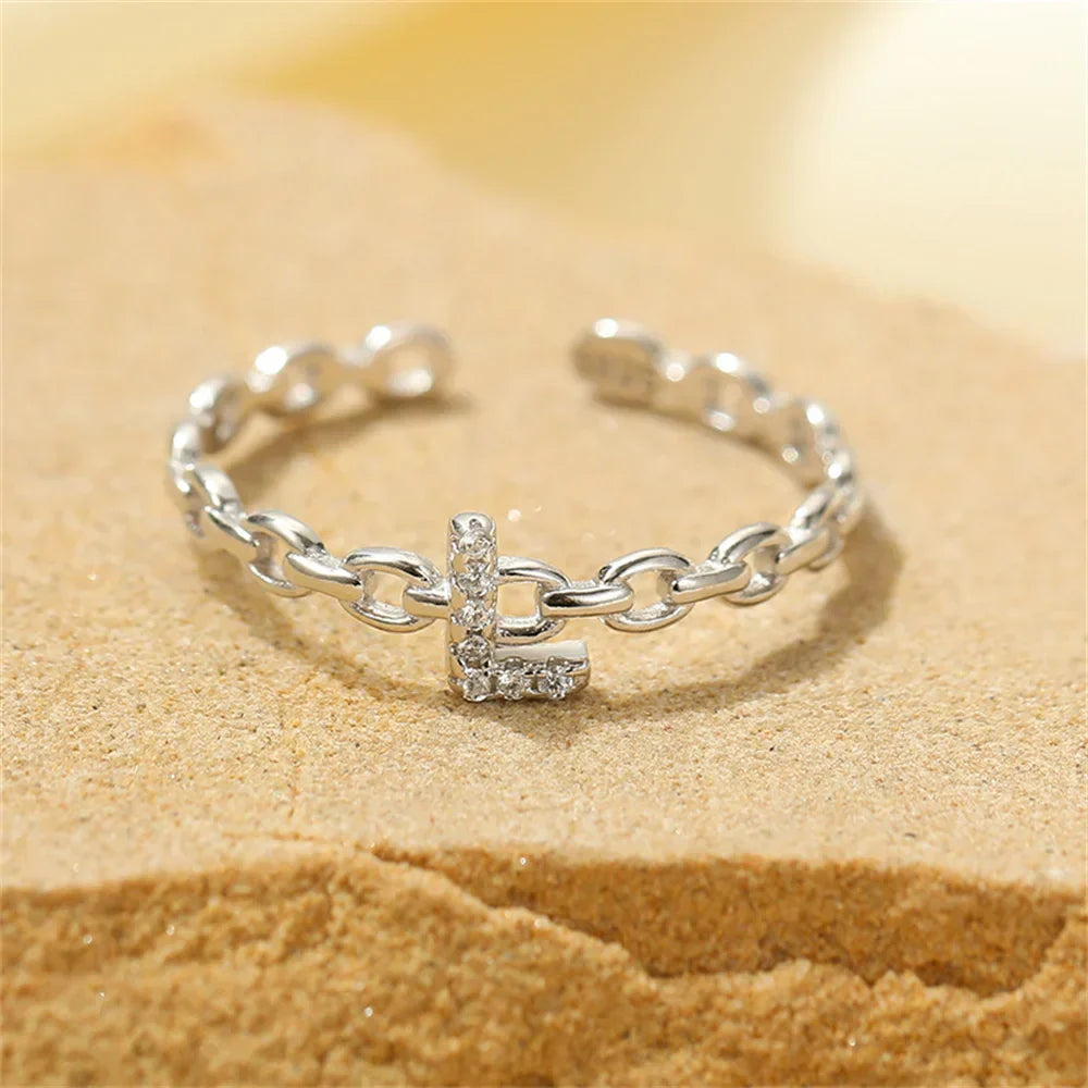 Elegant Initial Diamond Letter Ring
