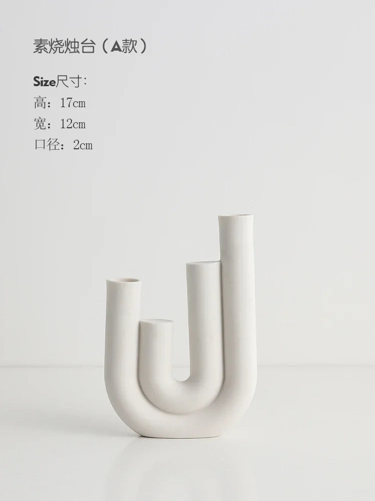 Simple White Ceramic Candle Holder Set of 3