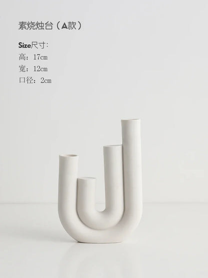 Simple White Ceramic Candle Holder Set of 3