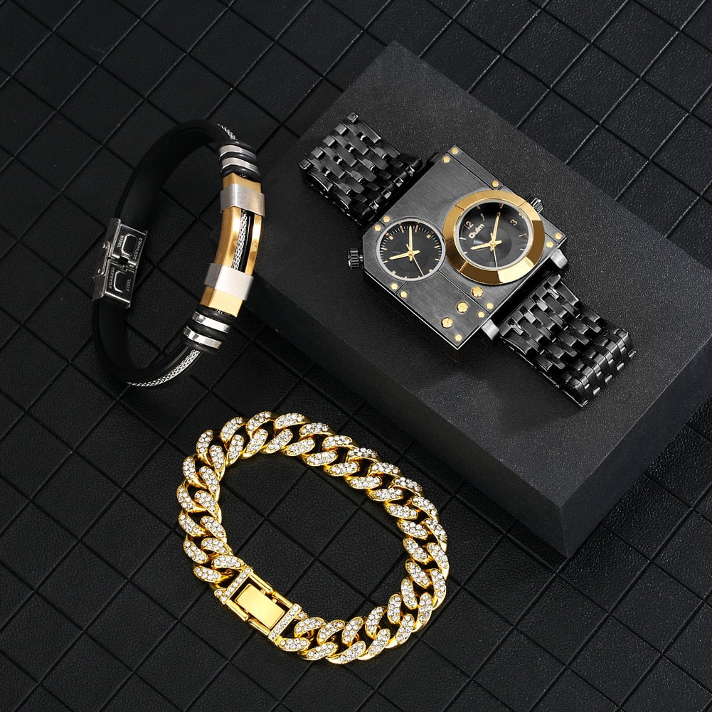 Classic Quartz Leather Watch Box Set