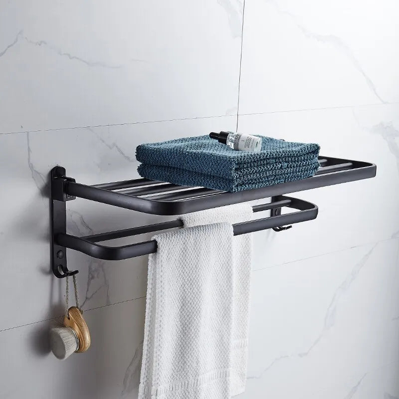 Compact Foldable Aluminum Towel Holder - Luxicro