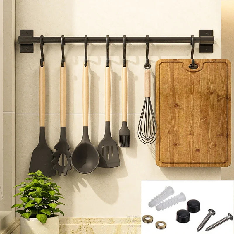 Wall Mounted Black Kitchen Rack