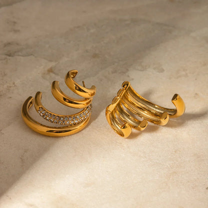 High End 18k Gold Close Fitting Stud Earrings