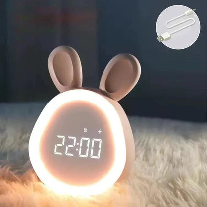 Cute Kids Rabbit Clock with LED Nightlight - Luxicro