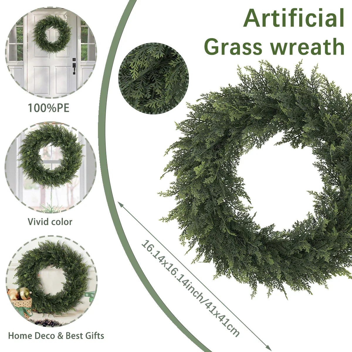 Fresh Greenery Circular Wreath Home Decoration 30cm
