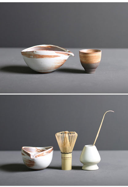 Authentic Green Tea Set with Whisk and Ceramic Bowl