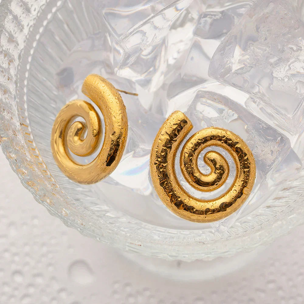 Elegant Golden Spiral Dangle Earrings