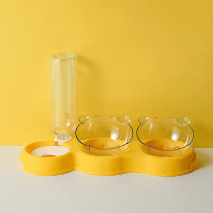 Adjustable Pet Feeder 3 Bowl Stand with Water Bottle