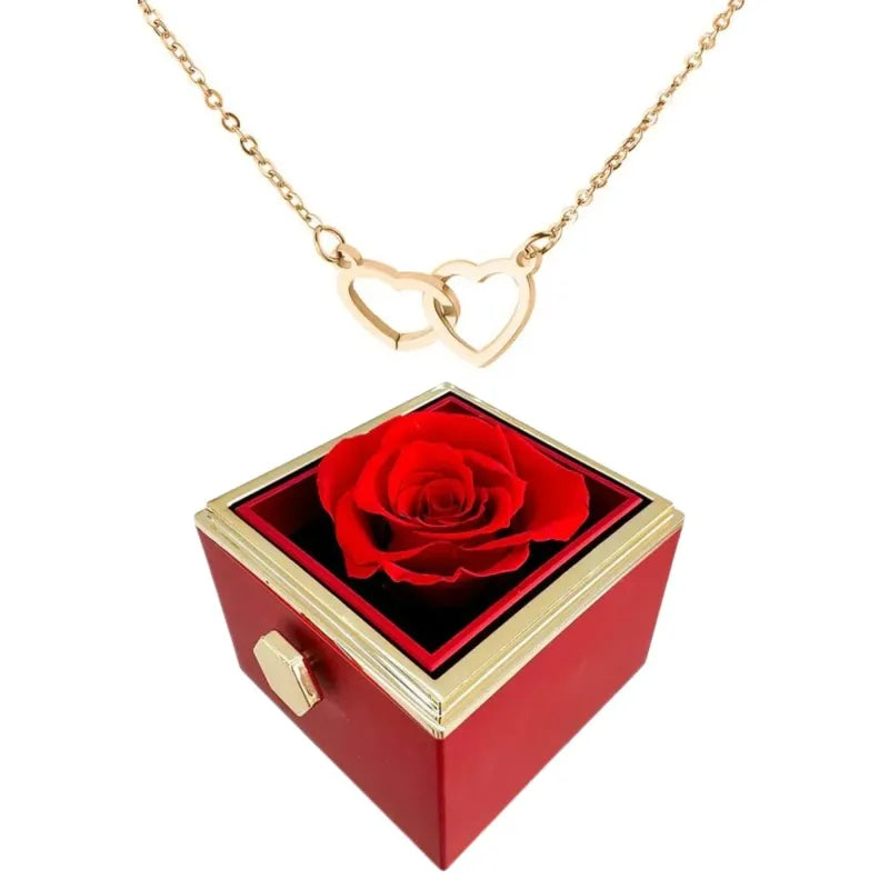 Beautiful Pink Gold Heart Shaped Necklace Set - Luxicro