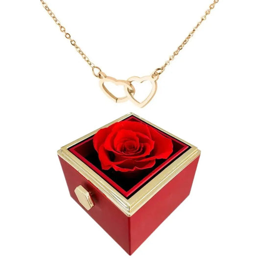 Beautiful Pink Gold Heart Shaped Necklace Set - Luxicro
