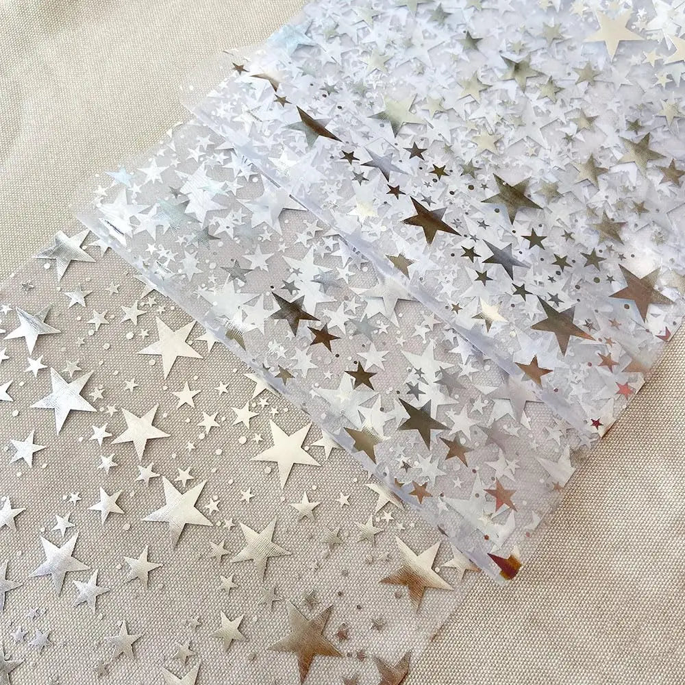 Glittering Silver Table Runner with Star Pattern