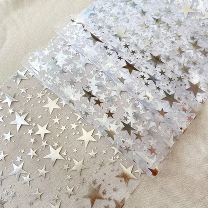 Glittering Silver Table Runner with Star Pattern