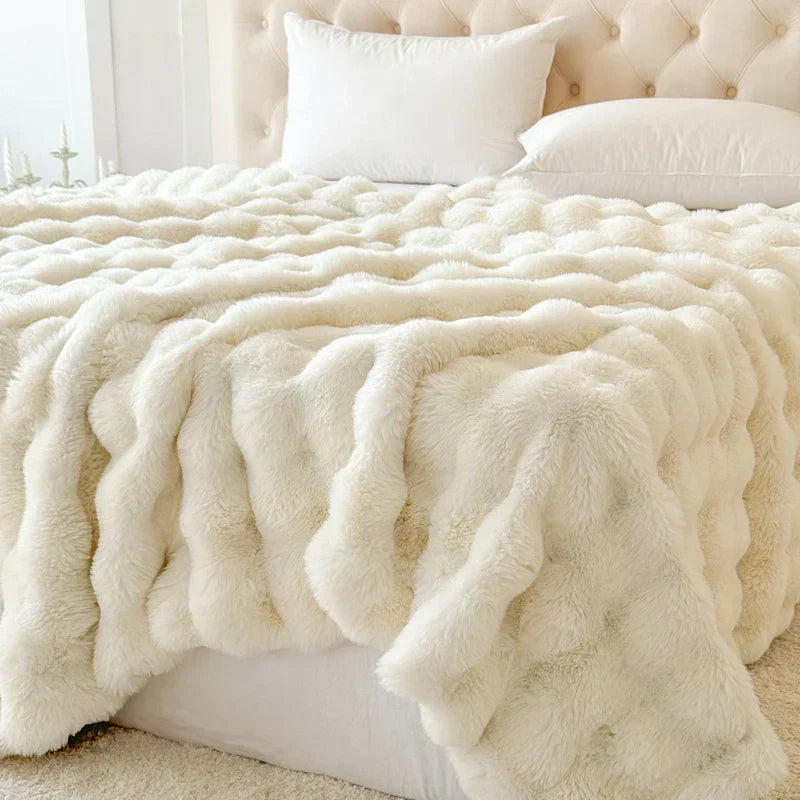 Plush Double Layer Faux Fur Throw Blanket