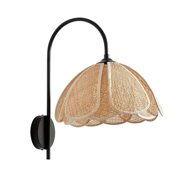 Natural Rattan Wall Light - Soft Floral Glow Lamp